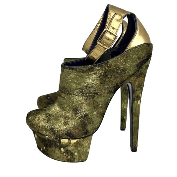 London Trash Gold Metallic High Heel Platforms Size8 Stripper Vixen Sexy MobWife - Picture 3 of 8